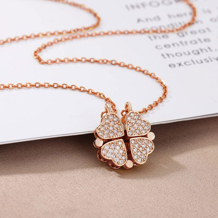 Fashion Four Leaf Clover Pendant Necklace Rose Gold