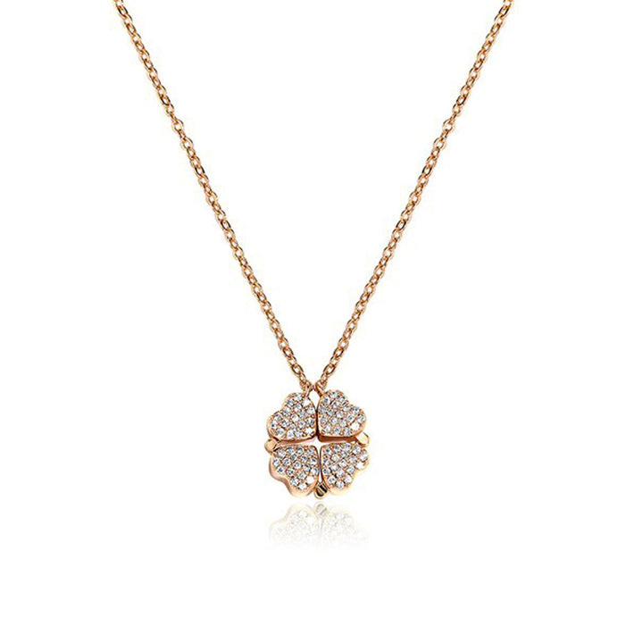 Fashion Four Leaf Clover Pendant Necklace Rose Gold