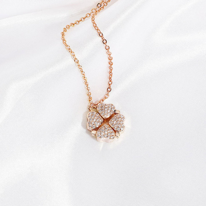 Fashion Four Leaf Clover Pendant Necklace Rose Gold