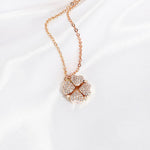 Fashion Four Leaf Clover Pendant Necklace Rose Gold