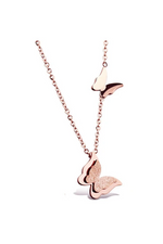 Classic Beautiful Double Butterfly Pendant Necklace