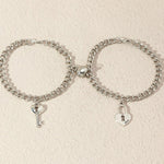 Lock and Heart Charm Magnetic Couple Bracelets