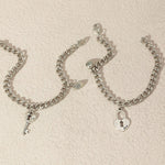Lock and Heart Charm Magnetic Couple Bracelets