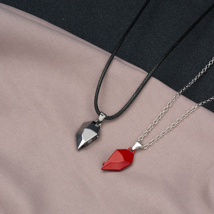 Red and Black Heart Pendant Magnetic Necklace