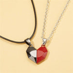 Red and Black Heart Pendant Magnetic Necklace