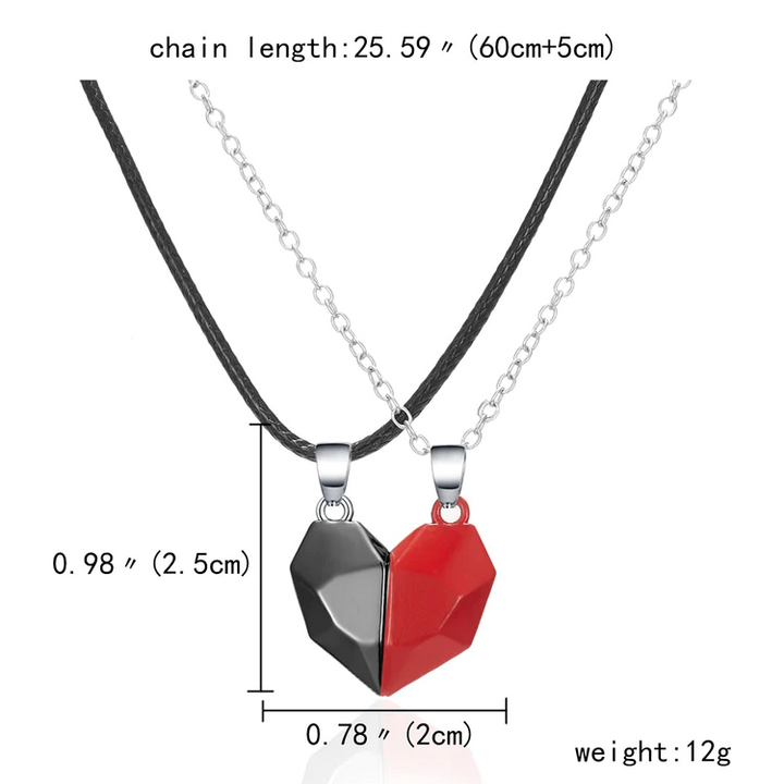 Red and Black Heart Pendant Magnetic Necklace