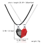 Red and Black Heart Pendant Magnetic Necklace